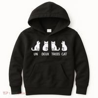Funny Meow Kitty Un Deux Trois Cat Funny Black Cat Kids Hoodie thumb 0