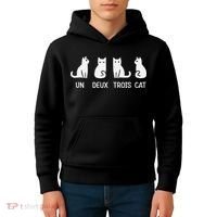 Funny Meow Kitty Un Deux Trois Cat Funny Black Cat Kids Hoodie thumb 4