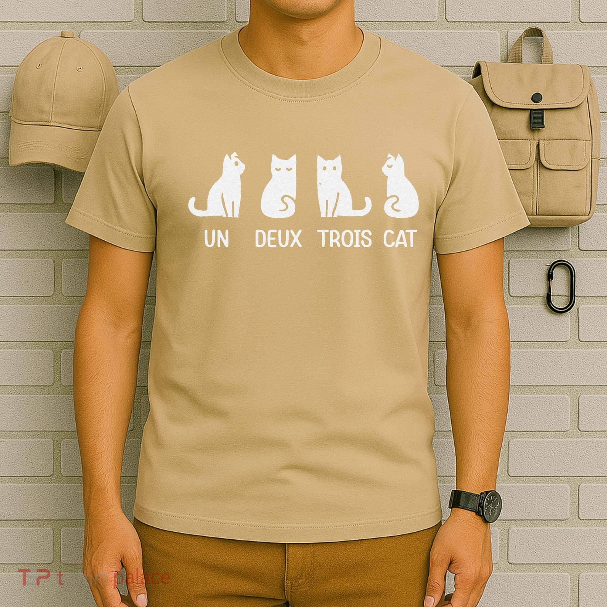 Funny Meow Kitty Un Deux Trois Cat Funny Black Cat T-Shirt