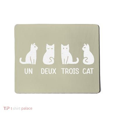 Funny Meow Kitty Un Deux Trois Cat Funny Black Cat Mousepad