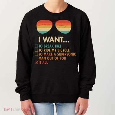 Funny Music Lover Bicycle I Want It All Women's Sweatshirt