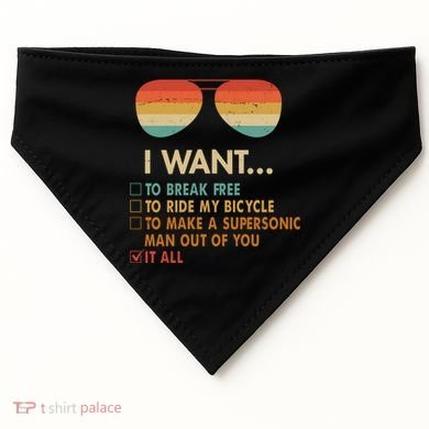 Funny Music Lover Bicycle I Want It All USA-Made Doggie Bandana