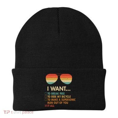 Funny Music Lover Bicycle I Want It All Beanie