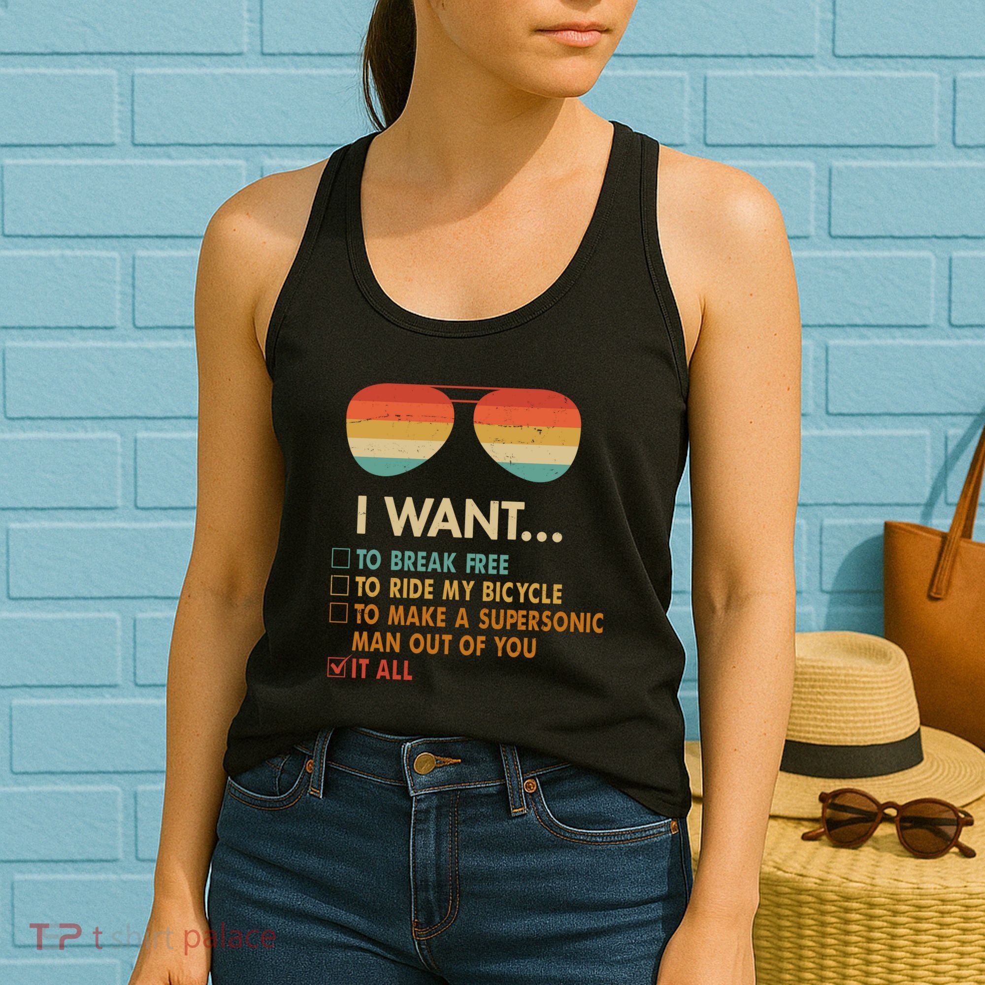 Funny Music Lover Bicycle I Want It All Women's Tank Top