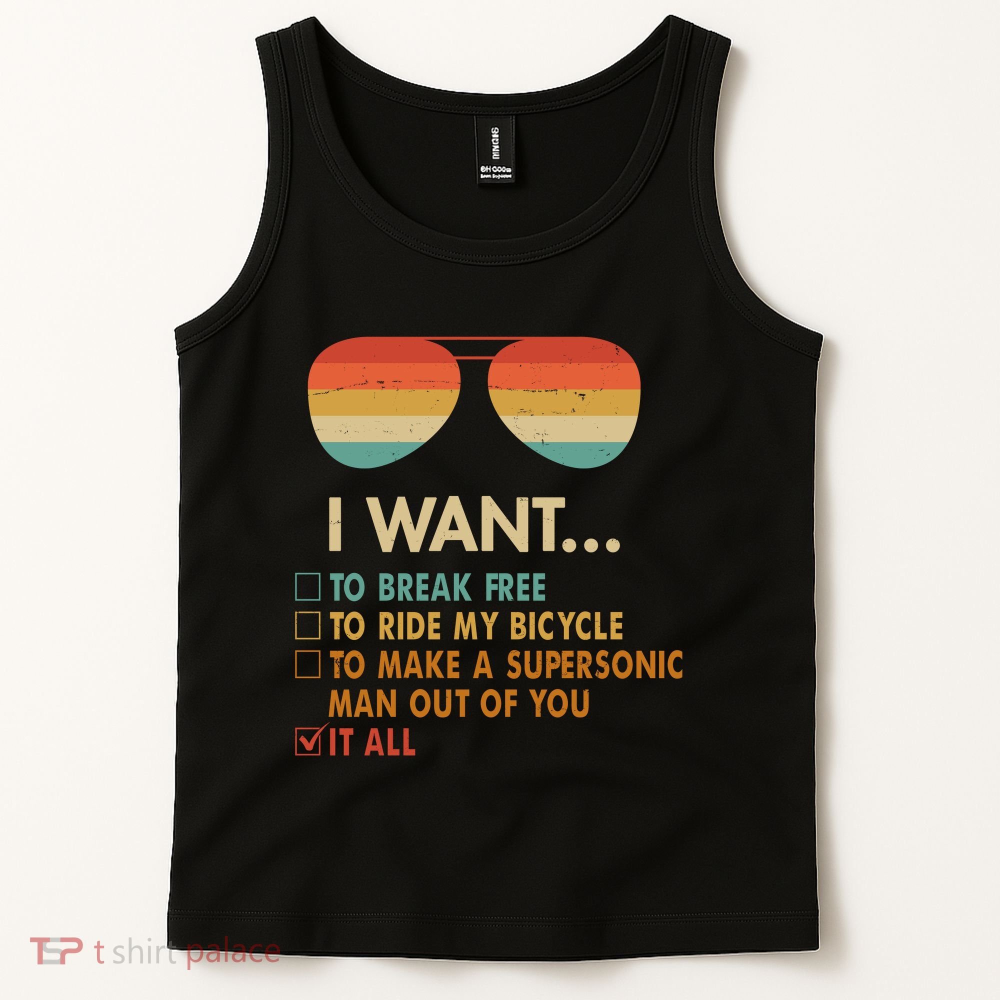 Funny Music Lover Bicycle I Want It All Tank Top