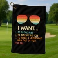 Funny Music Lover Bicycle I Want It All Golf Towel thumb 1