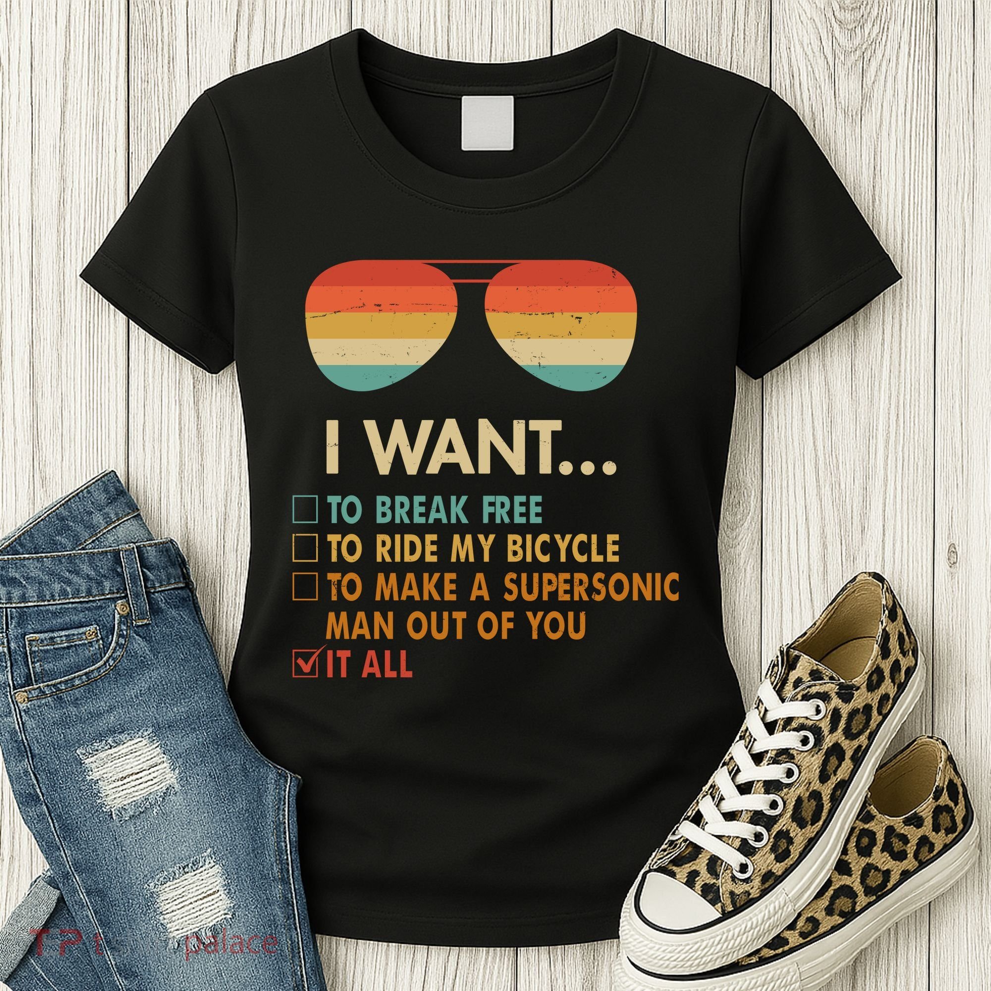 Funny Music Lover Bicycle I Want It All Women's T-Shirt