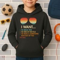 Funny Music Lover Bicycle I Want It All Kids Hoodie thumb 2