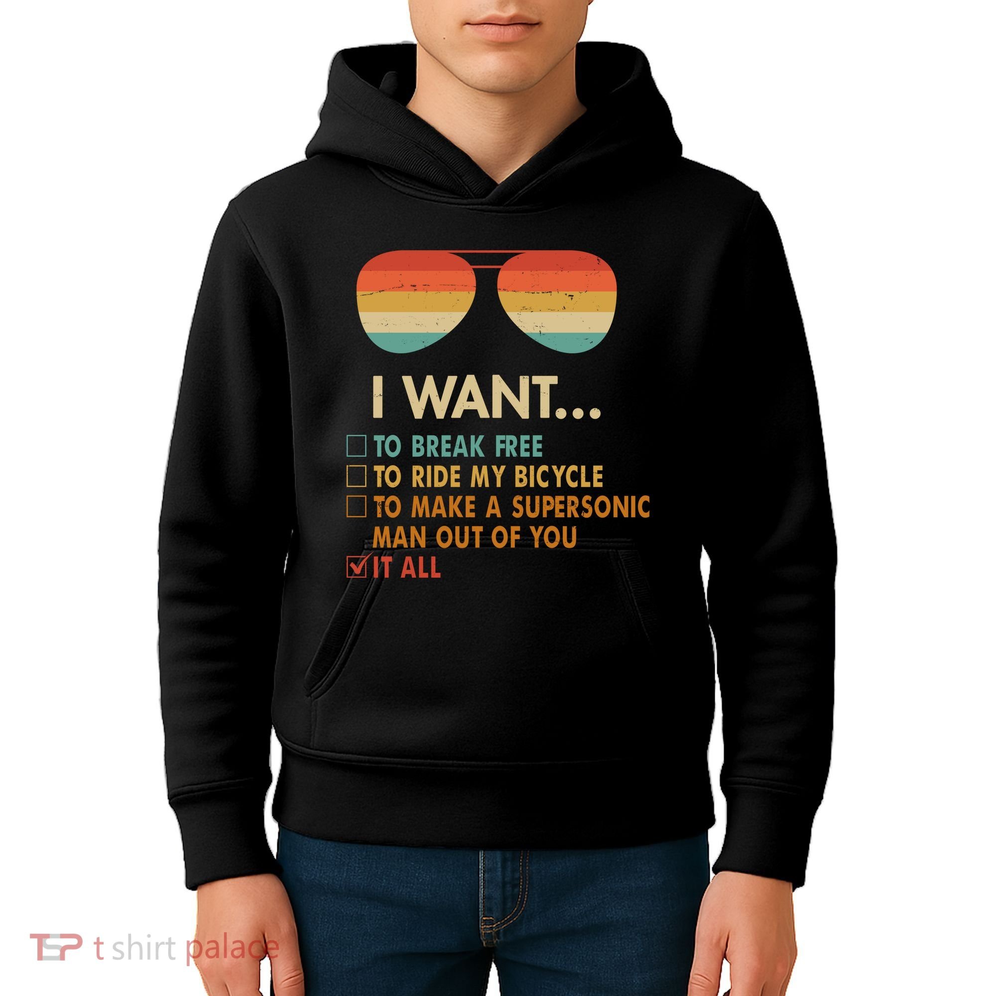 Funny Music Lover Bicycle I Want It All Kids Hoodie