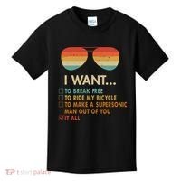 Funny Music Lover Bicycle I Want It All Kids T-Shirt thumb 0