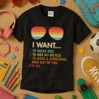 Funny Music Lover Bicycle I Want It All Kids T-Shirt thumb 3