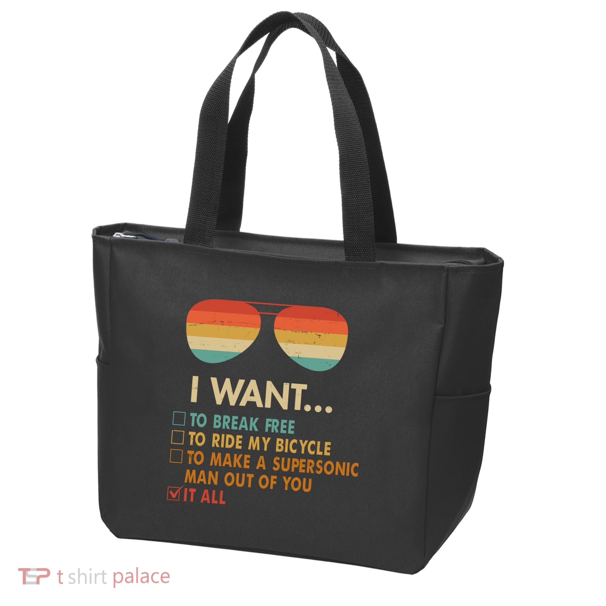 Funny Music Lover Bicycle I Want It All Tote Bag