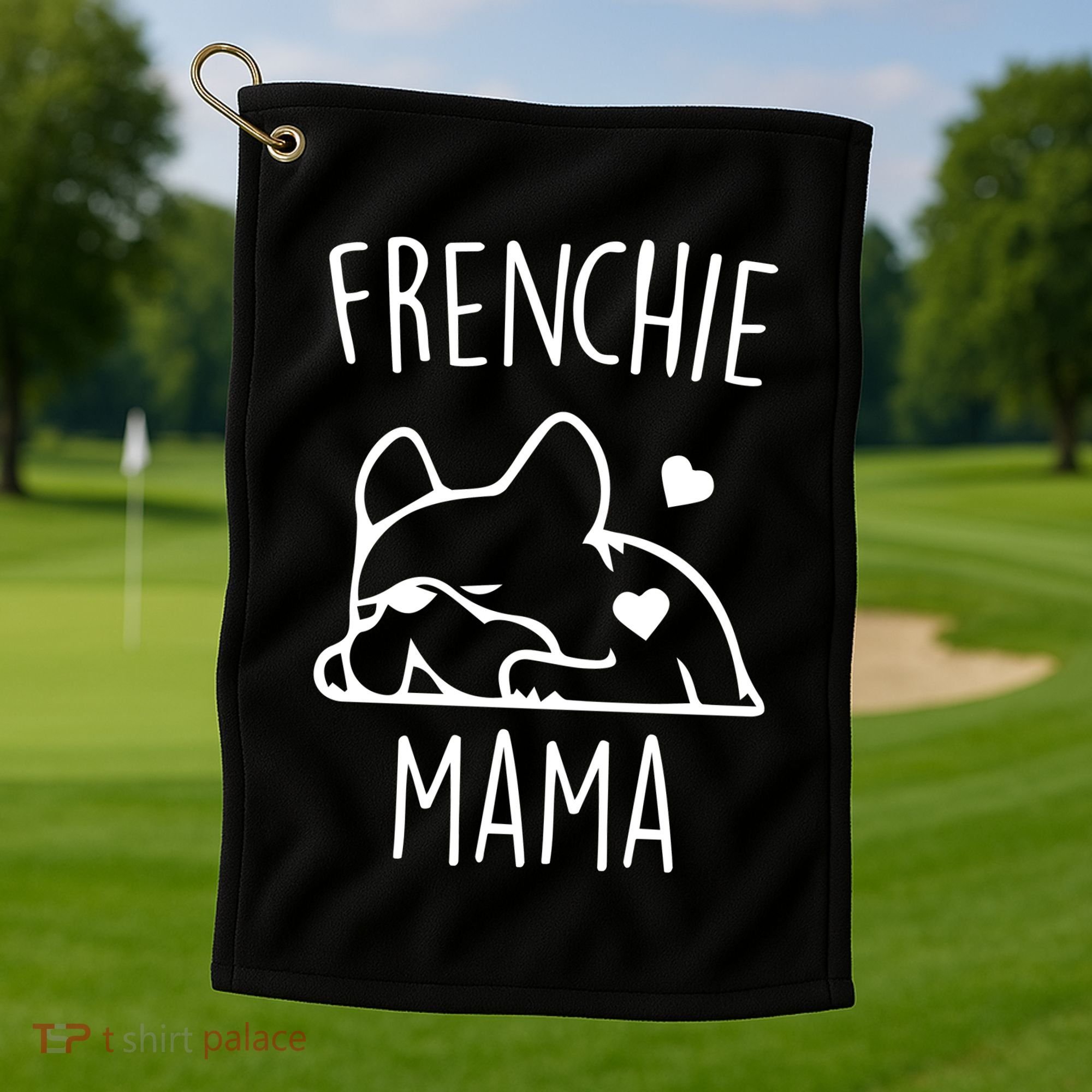 Frenchie Mama Love Golf Towel