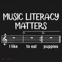 Funny Music Literacy Matters I Like To Eat Puppies Button thumb 1