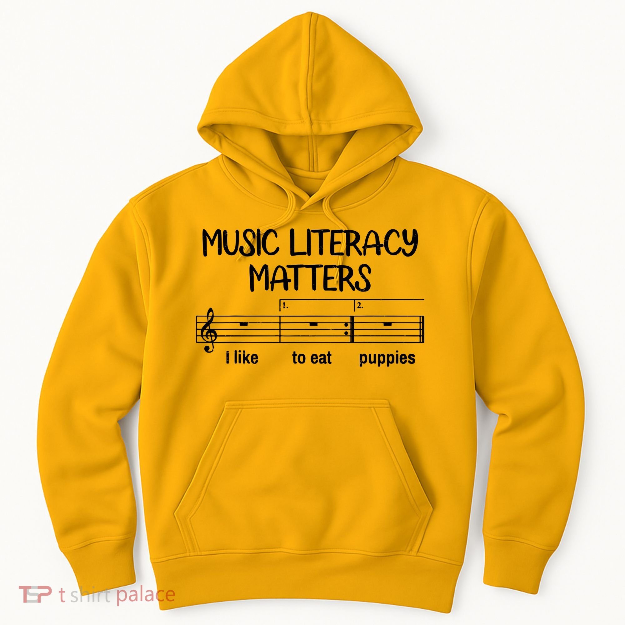 Funny Music Literacy Matters I Like To Eat Puppies Hoodie
