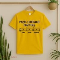 Funny Music Literacy Matters I Like To Eat Puppies T-Shirt thumb 2