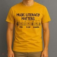 Funny Music Literacy Matters I Like To Eat Puppies T-Shirt thumb 3