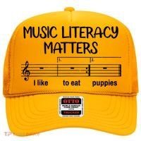 Funny Music Literacy Matters I Like To Eat Puppies Hat thumb 0