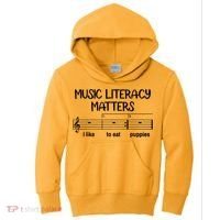 Funny Music Literacy Matters I Like To Eat Puppies Kids Hoodie thumb 0