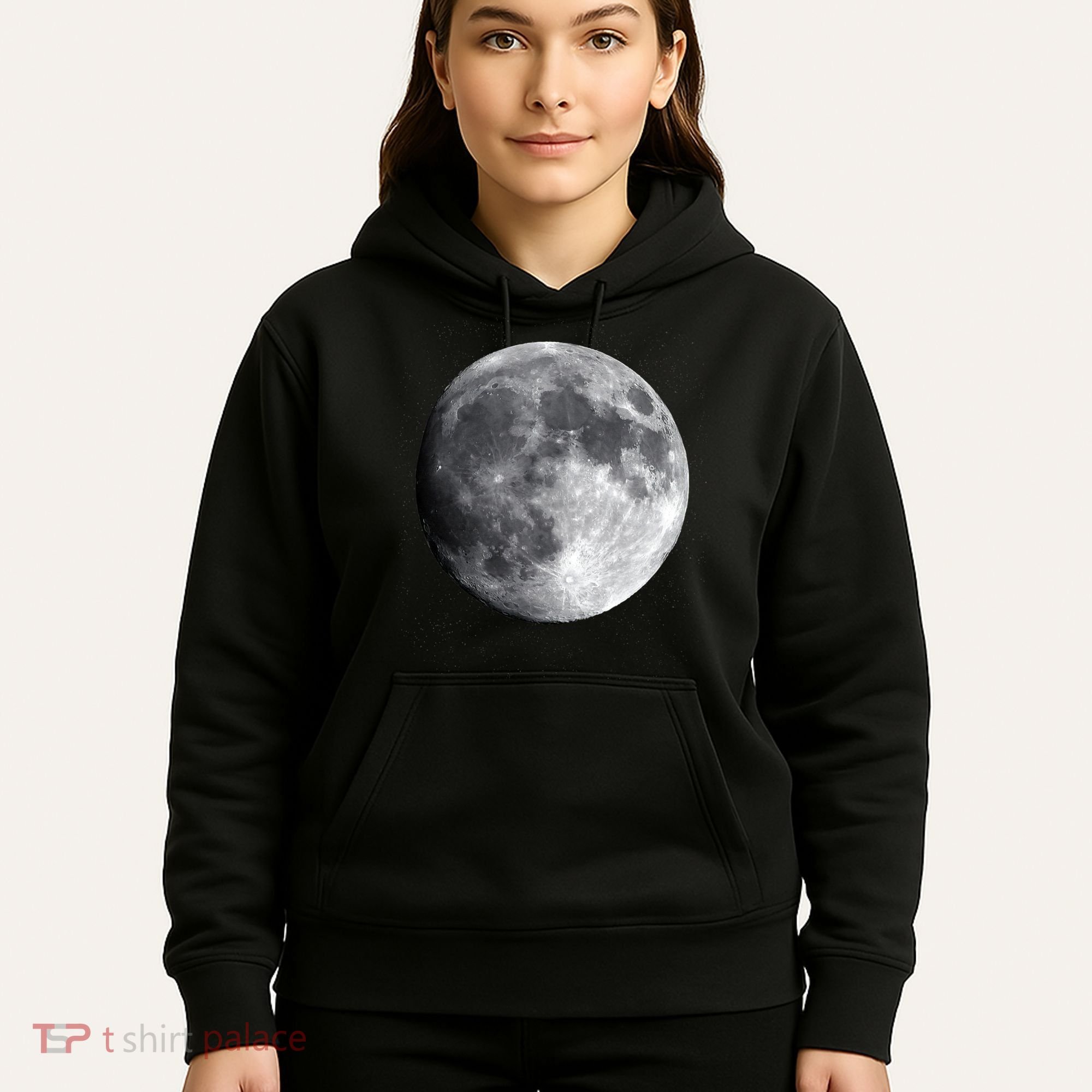 Full Moon Luna Astronomy Space Galaxy Stars Hoodie