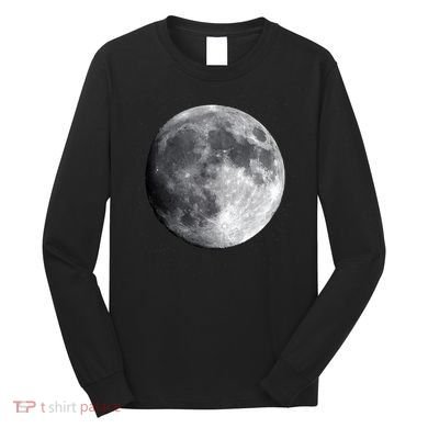 Full Moon Luna Astronomy Space Galaxy Stars Long Sleeve Shirt