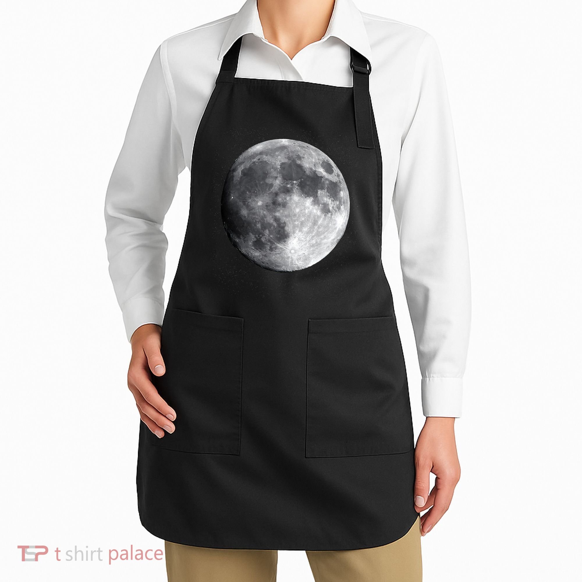 Full Moon Luna Astronomy Space Galaxy Stars Apron