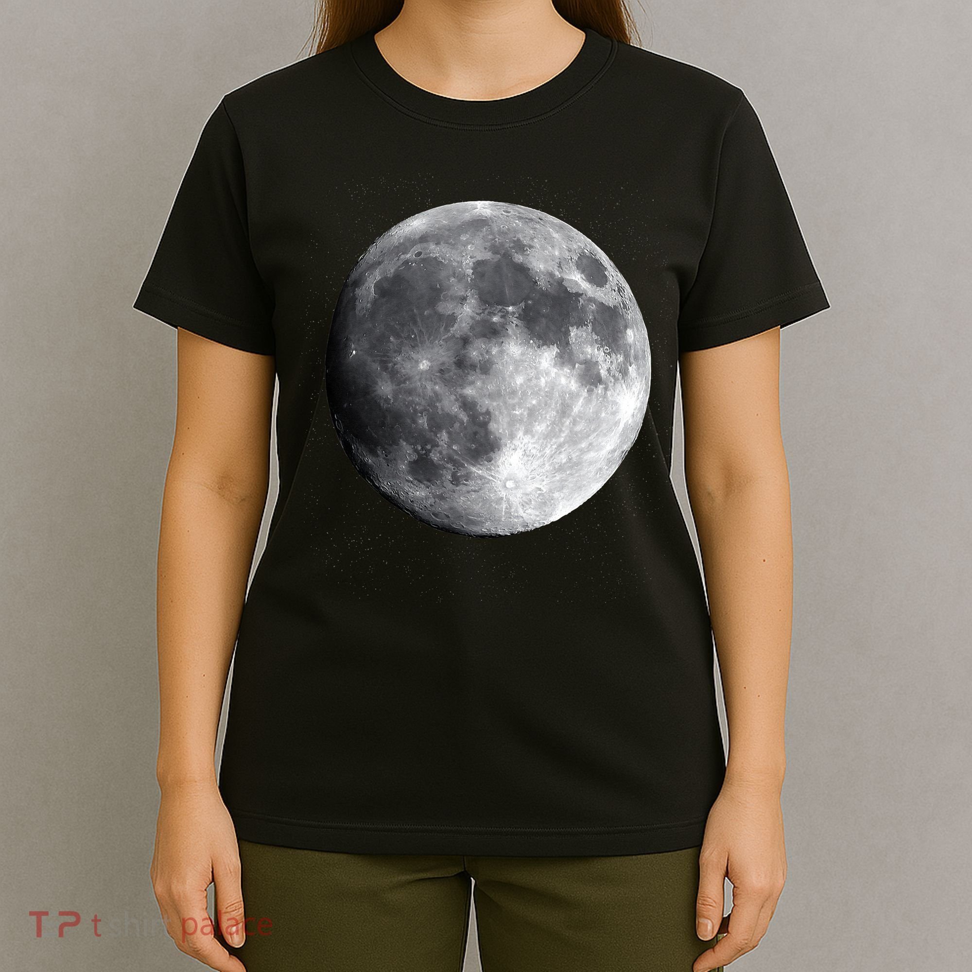 Full Moon Luna Astronomy Space Galaxy Stars T-Shirt