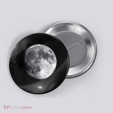 Full Moon Luna Astronomy Space Galaxy Stars Button