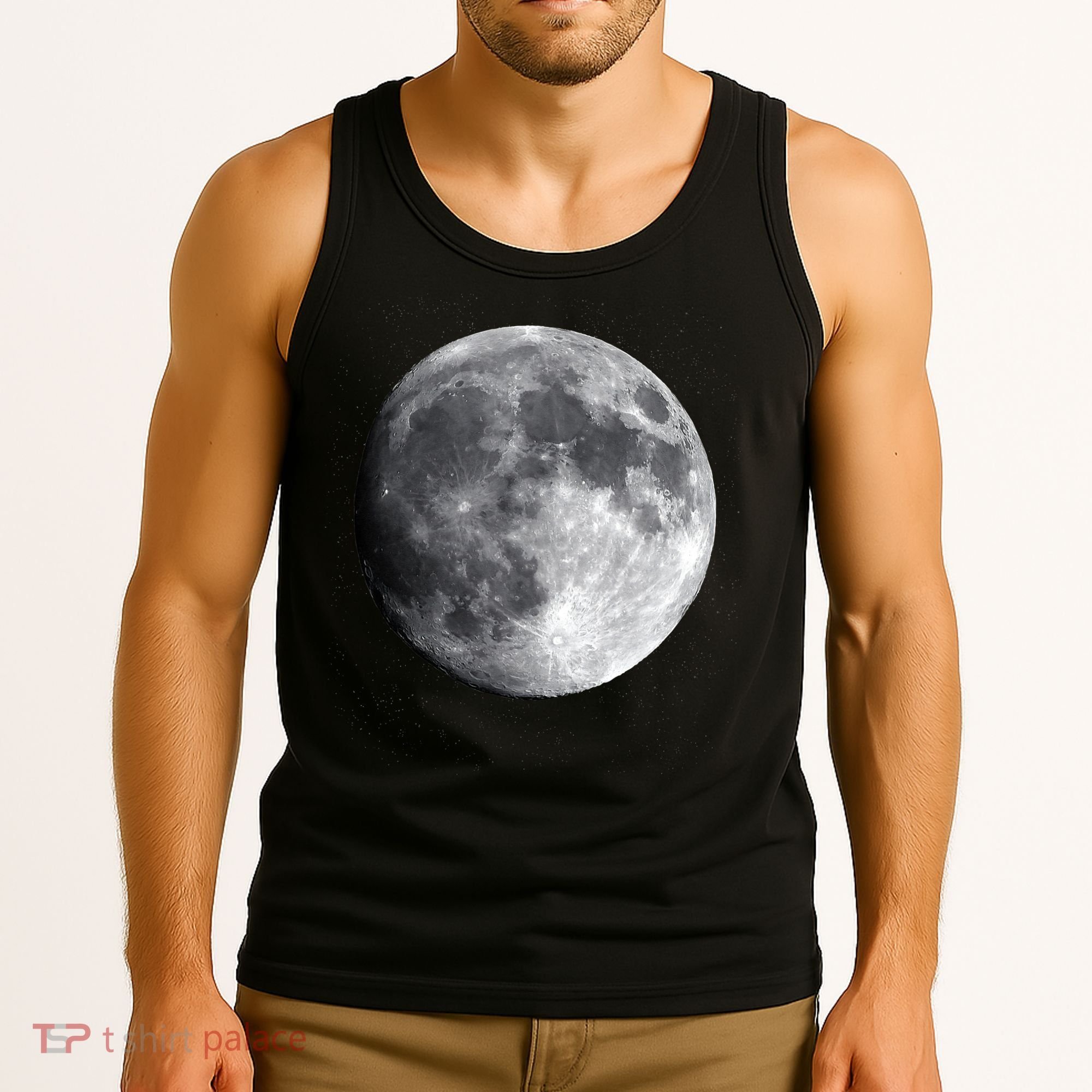 Full Moon Luna Astronomy Space Galaxy Stars Tank Top