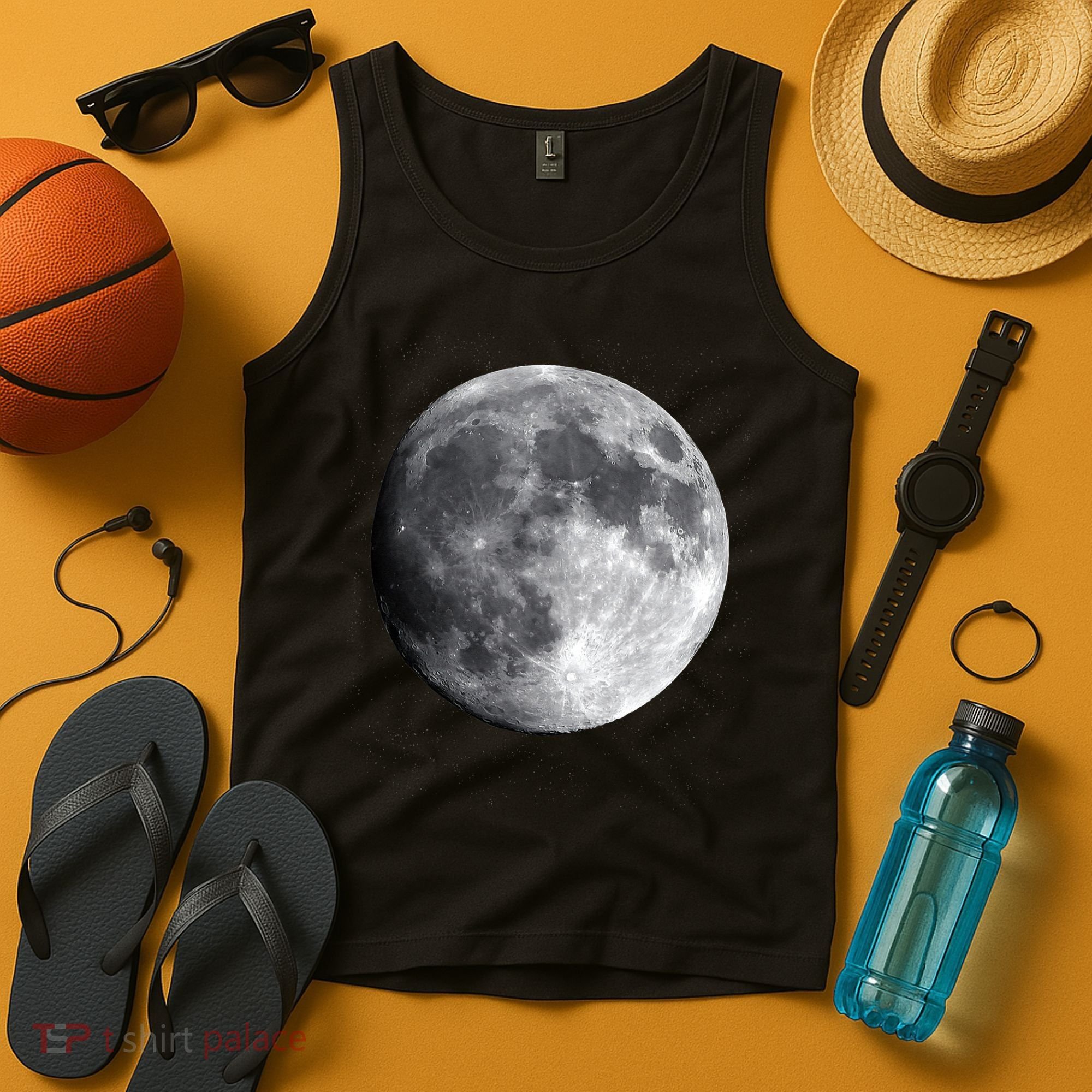 Full Moon Luna Astronomy Space Galaxy Stars Tank Top