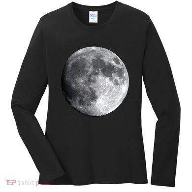 Full Moon Luna Astronomy Space Galaxy Stars Women's Long Sleeve Shirt