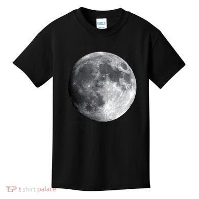 Full Moon Luna Astronomy Space Galaxy Stars Kids T-Shirt