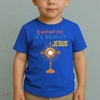 Front My Lord Monstrance Back Eucharist ItS Really Jesus Toddler T-Shirt thumb 2