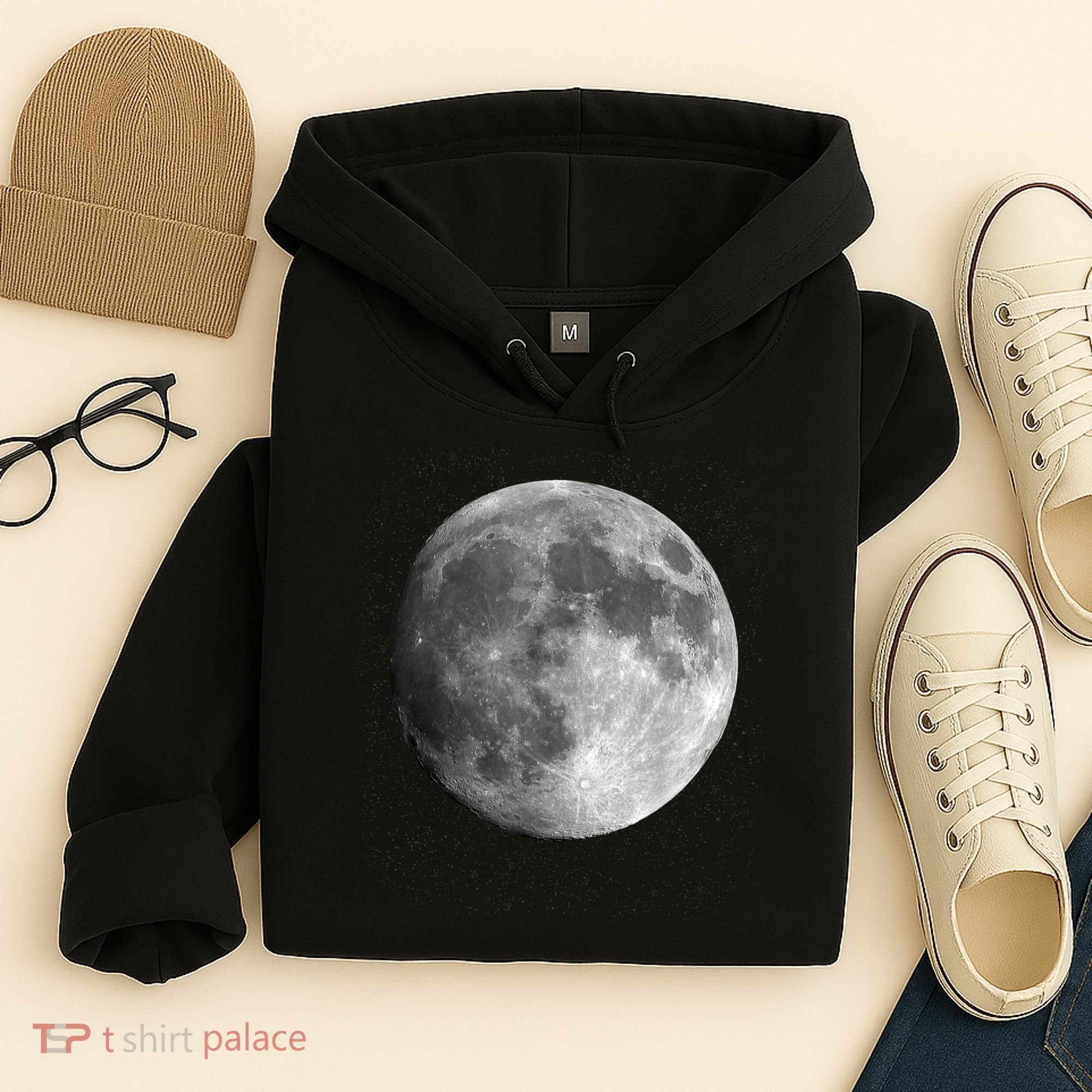 Full Moon Luna Astronomy Space Galaxy Stars Hoodie
