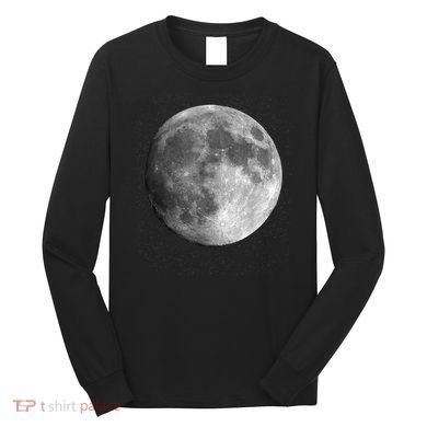 Full Moon Luna Astronomy Space Galaxy Stars Long Sleeve Shirt