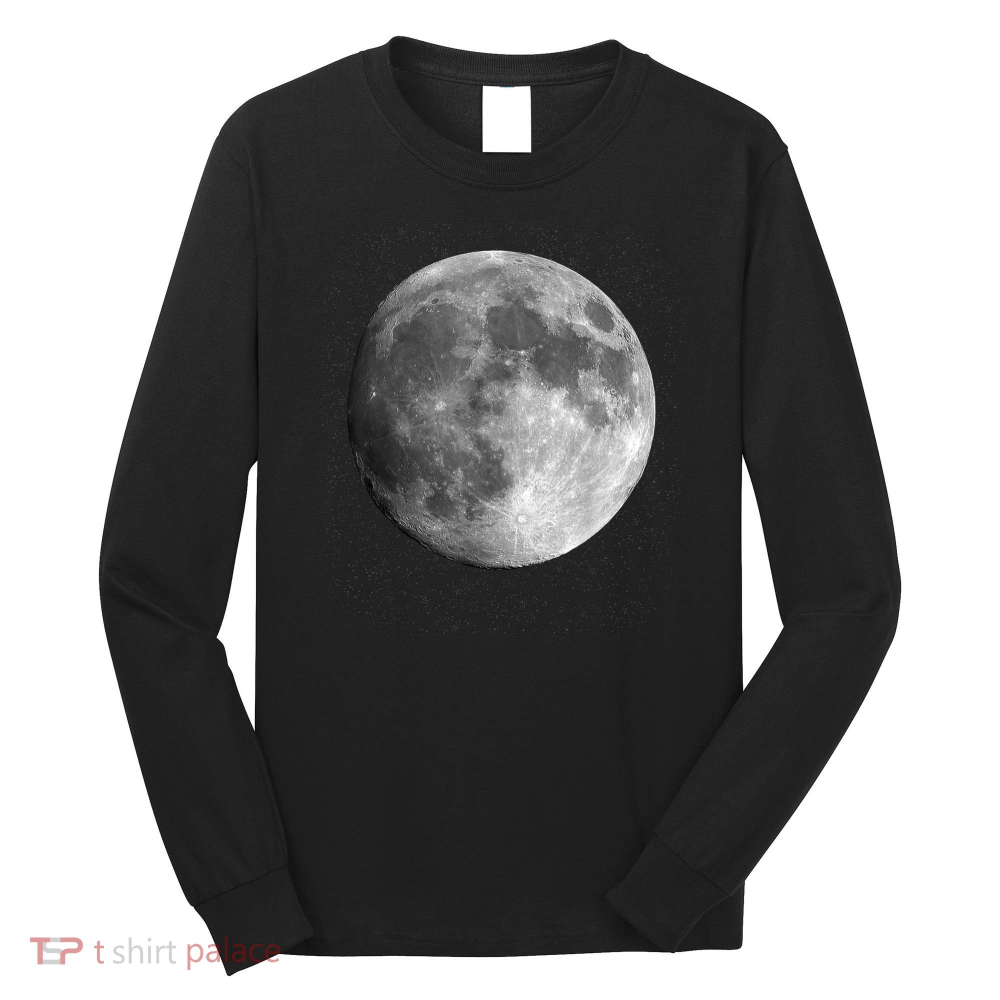 Full Moon Luna Astronomy Space Galaxy Stars Long Sleeve Shirt