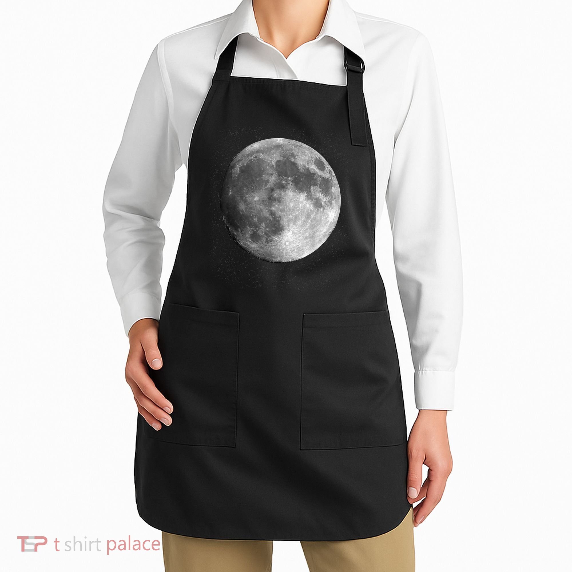 Full Moon Luna Astronomy Space Galaxy Stars Apron