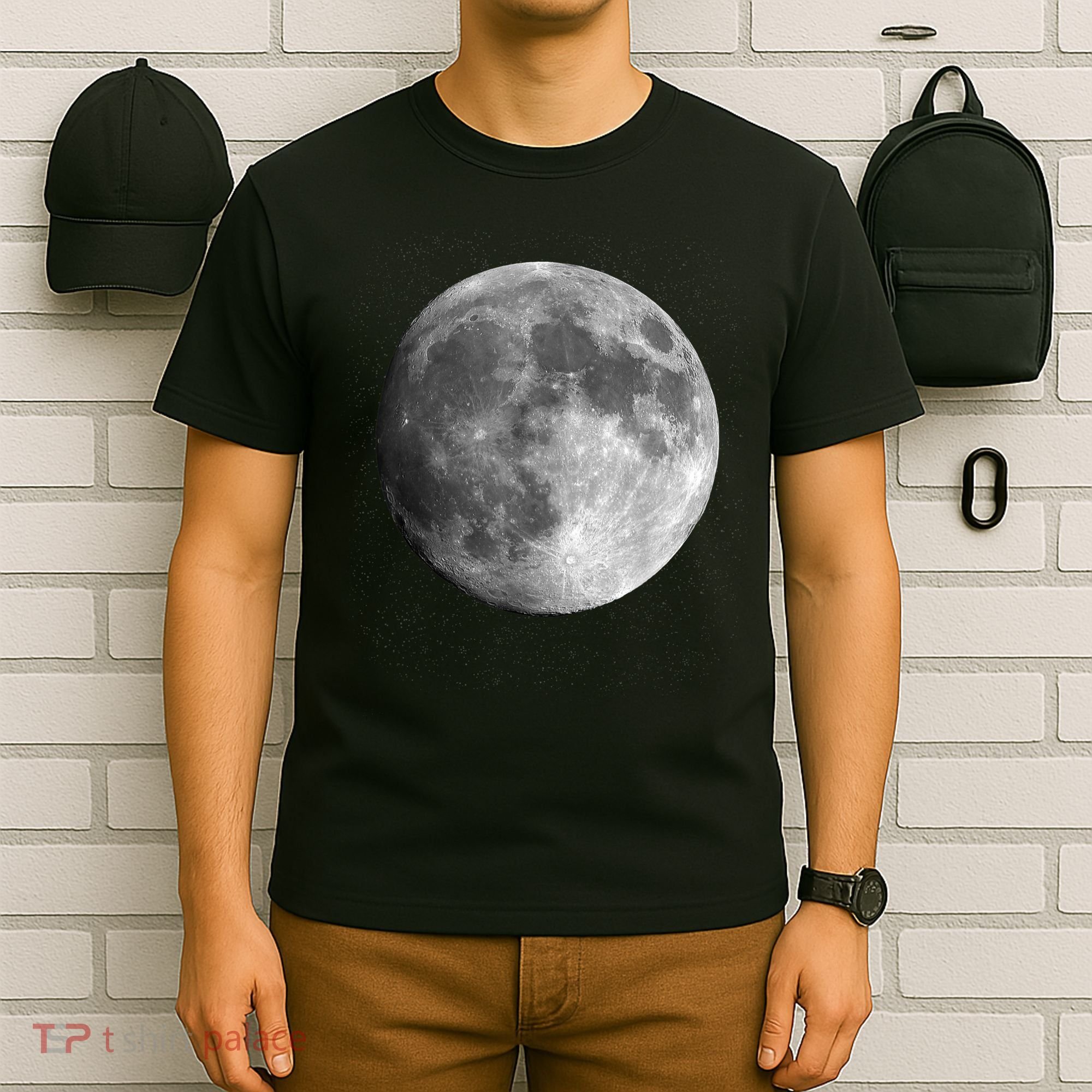 Full Moon Luna Astronomy Space Galaxy Stars T-Shirt