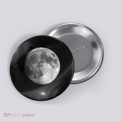 Full Moon Luna Astronomy Space Galaxy Stars Button