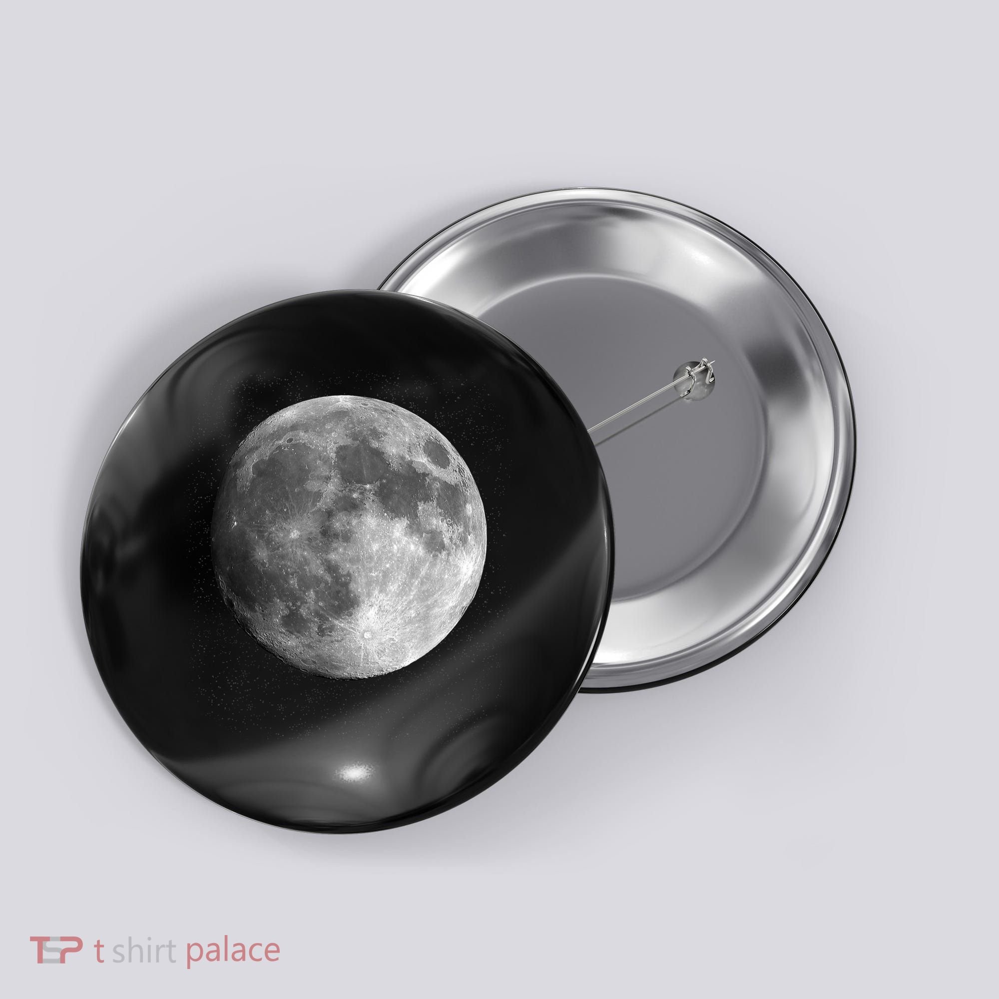 Full Moon Luna Astronomy Space Galaxy Stars Button