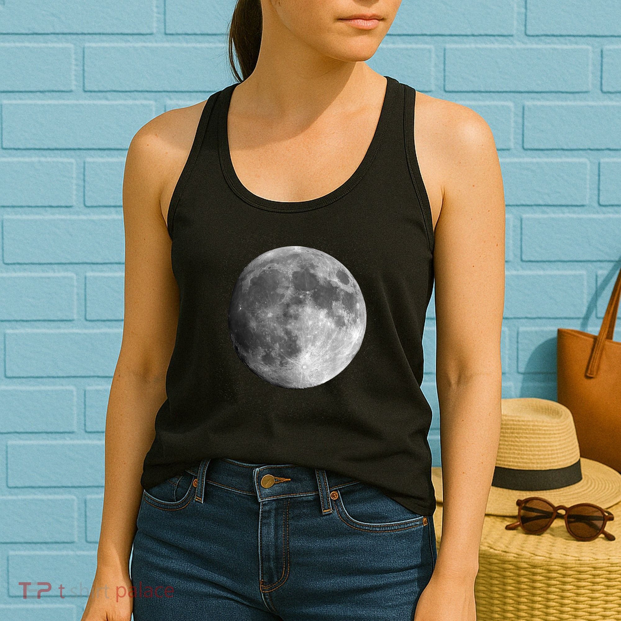 Full Moon Luna Astronomy Space Galaxy Stars Women's Tank Top