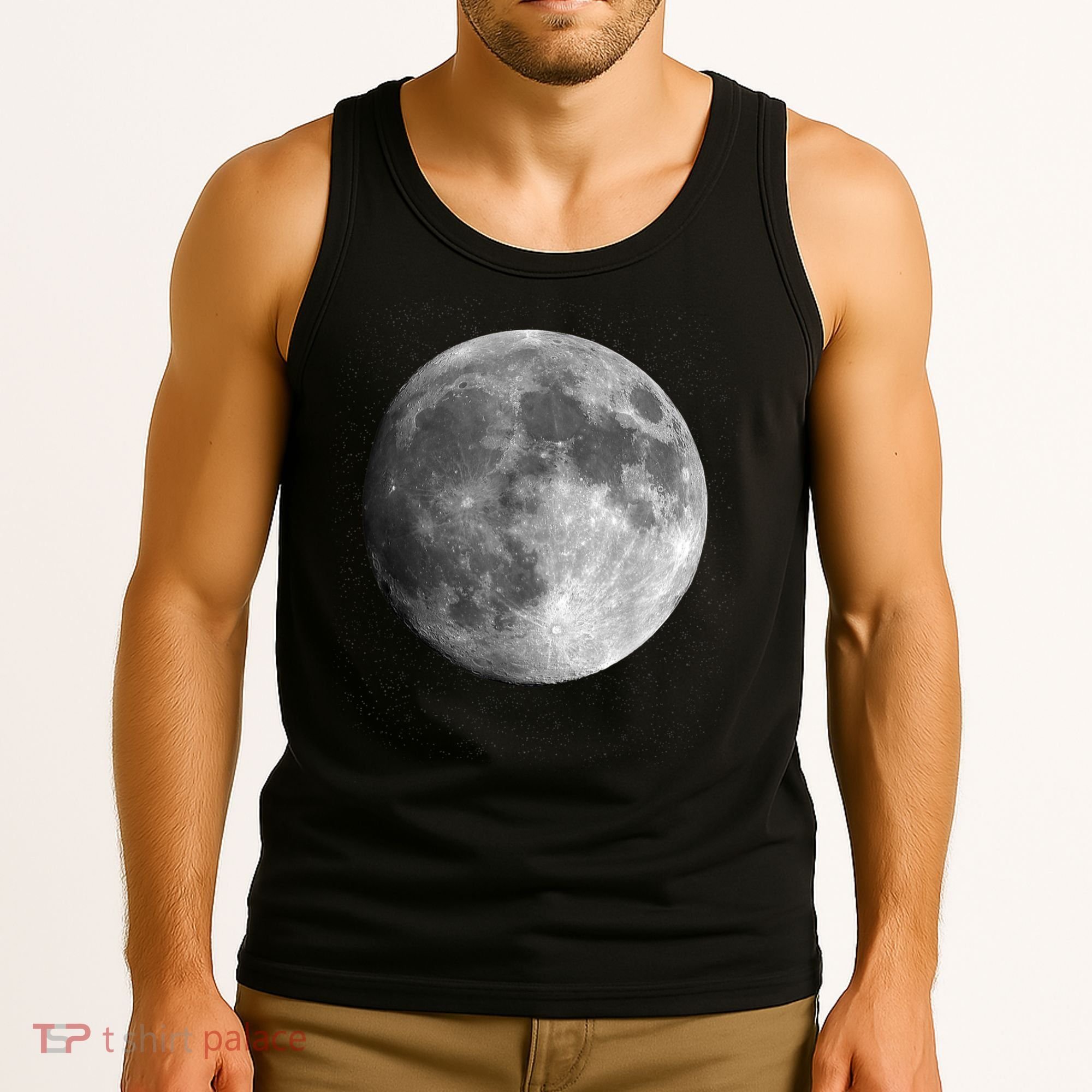 Full Moon Luna Astronomy Space Galaxy Stars Tank Top