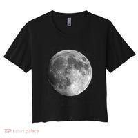 Full Moon Luna Astronomy Space Galaxy Stars Women's Crop Top Tee thumb 0