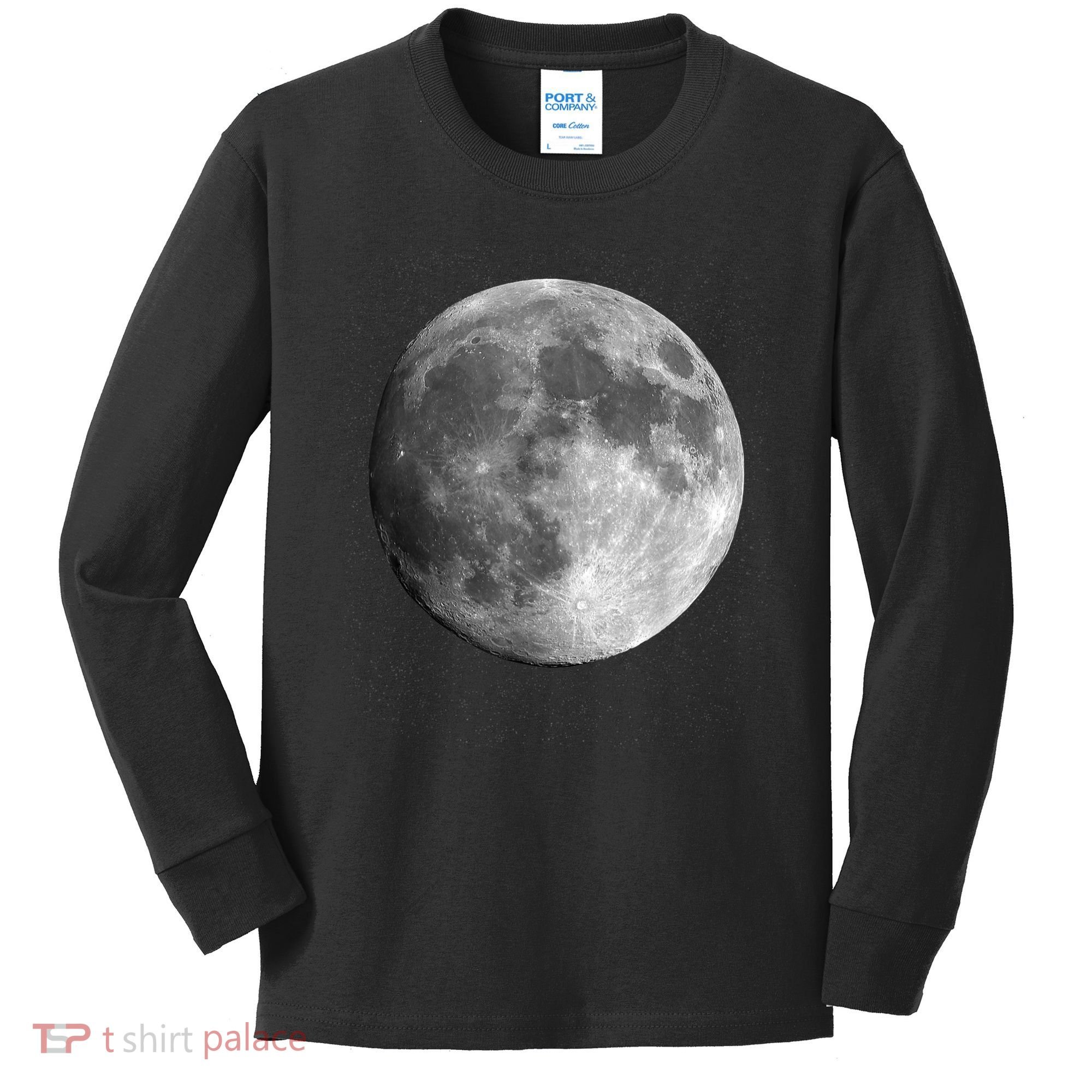 Full Moon Luna Astronomy Space Galaxy Stars Kids Long Sleeve Shirt