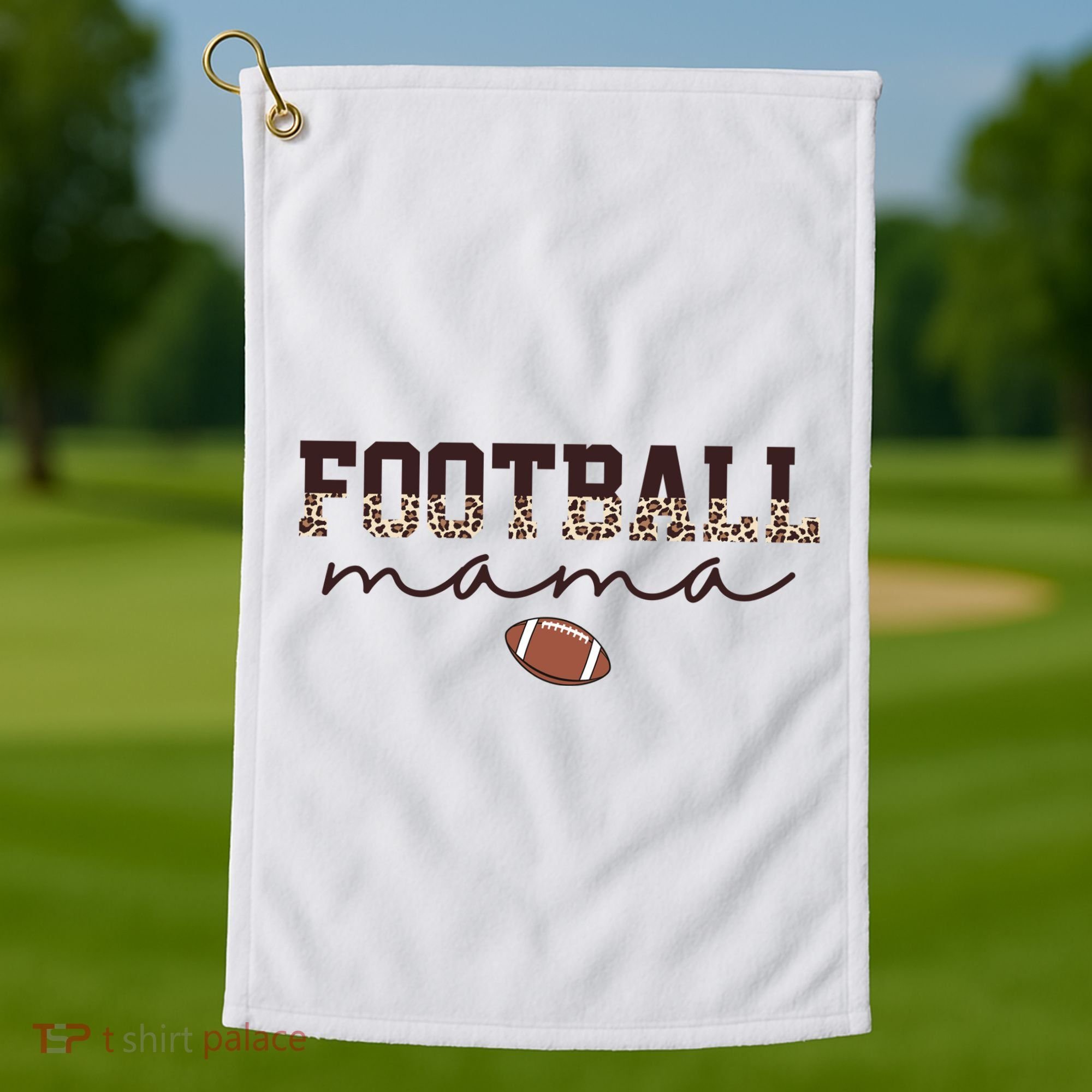 Football Mama Leopard Golf Towel
