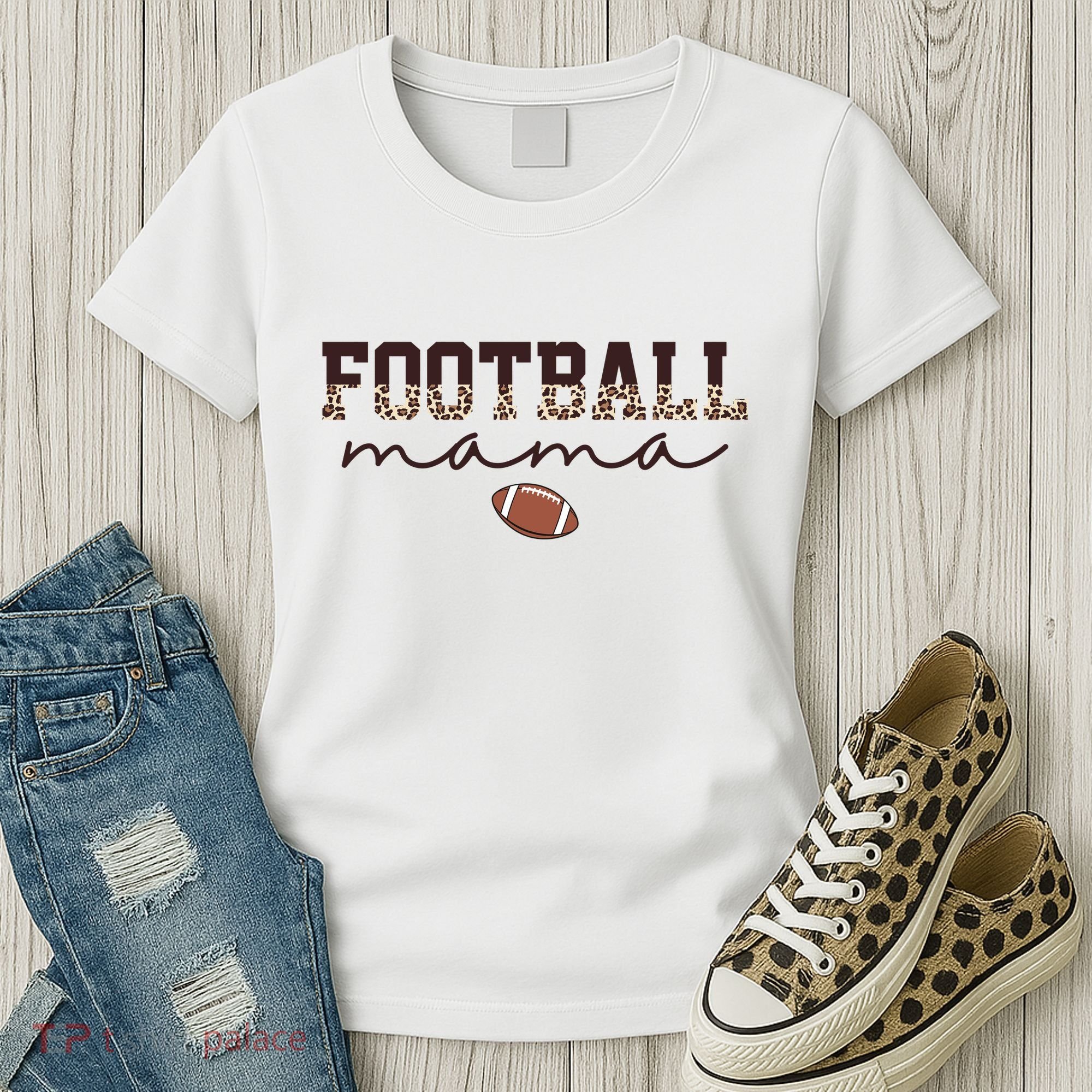 Football Mama Leopard Women's T-Shirt
