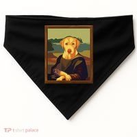 Funny Mona Lisa Yellow Lab Dog Art Parody USA-Made Doggie Bandana thumb 0