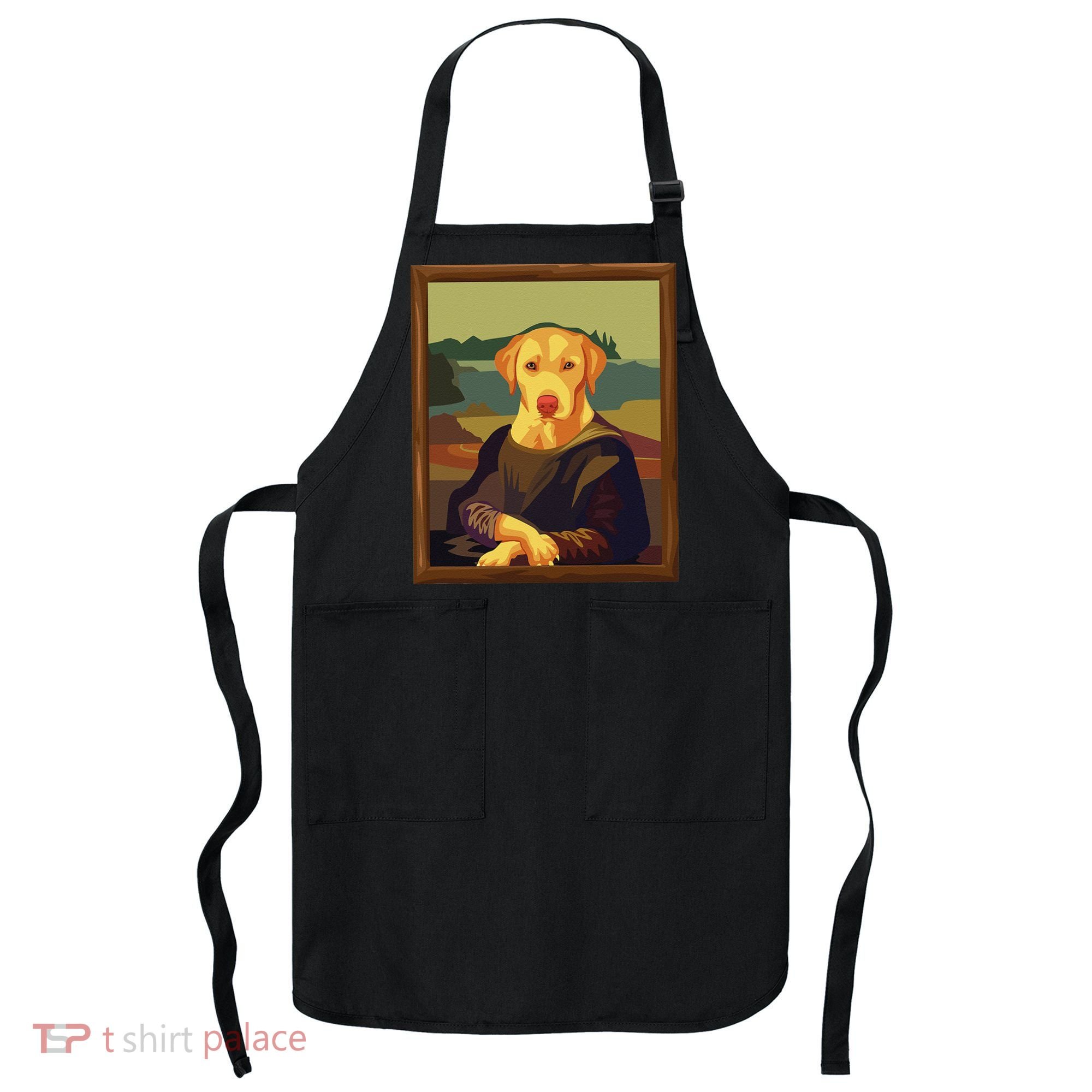 Funny Mona Lisa Yellow Lab Dog Art Parody Apron