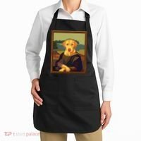 Funny Mona Lisa Yellow Lab Dog Art Parody Apron thumb 2