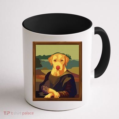 Funny Mona Lisa Yellow Lab Dog Art Parody Coffee Mug back